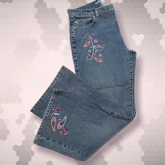 Canyon River Blues Flare Jeans Embroidery Sz 12 1/2 - Picture 9 of 13